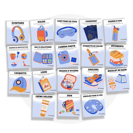Cartes d'apprentissage - Valise du voyageurs - Familleonthego